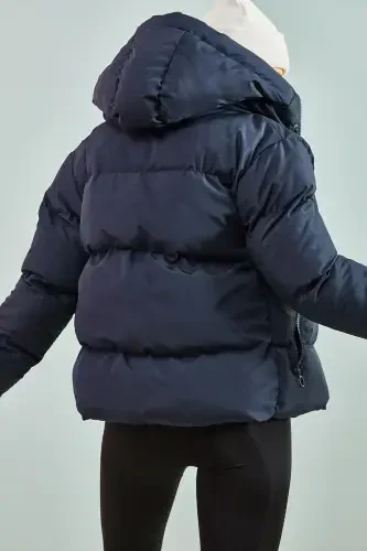 Ayollar kapüşonli shishirilgan kurtka - to'q ko'k - 4