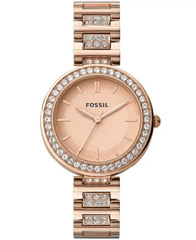 Ayollar Karli Uch Qo'l Rose Gold Zanglamaydigan Po'lat Soat 34mm-Rose Gold - 1