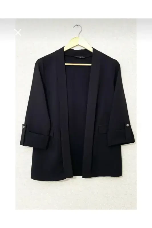 Ayollar kiyimi Chiziqli qora kurtka-Qora1 - 1