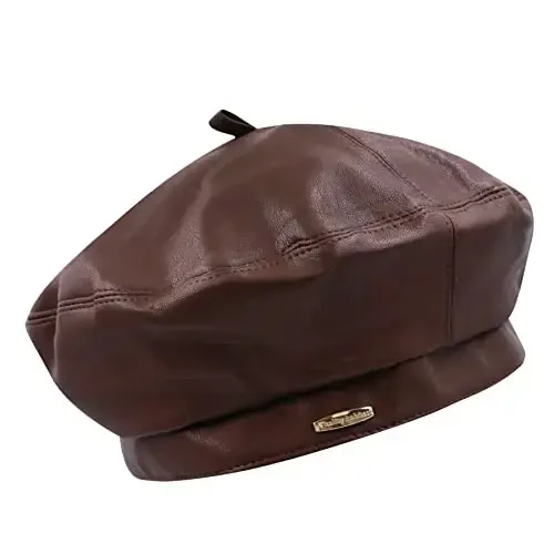 Ayollar klassik PU Teri Fransuz Beret Shlyapa Retro Beanie Shlyapa Rassom Beret Qalqog'i Sozlanishi mumkin Rassom Qovoq Qalqog'i - 2