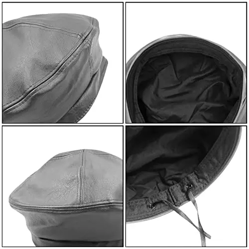 Ayollar klassik PU teri fransuz beret shlyapasi Retro Beanie shlyapa Rassom Beret qalpog'i Sozlanishi mumkin bo'lgan rassom qovoq qalpog'i - 5