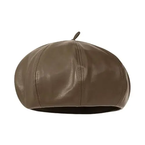 Ayollar klassik PU teri Frantsuz beret shlyapa Retro Beanie shlyapa Rassom Beret Cap Sozlanishi mumkin bo'lgan Rassom Qovoq qalpog'i - 1