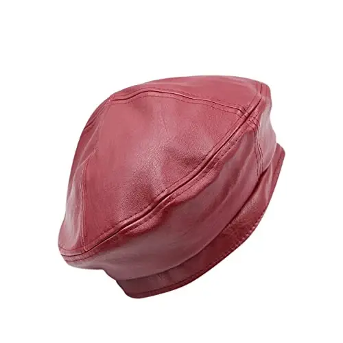 Ayollar klassik PU Teri Frantsuz Beret Shlyapa Retro Beanie Shlyapa Rassom Beret Qalpog'i Sozlanishi mumkin Rassom Qovoq Qalpog'i - 4