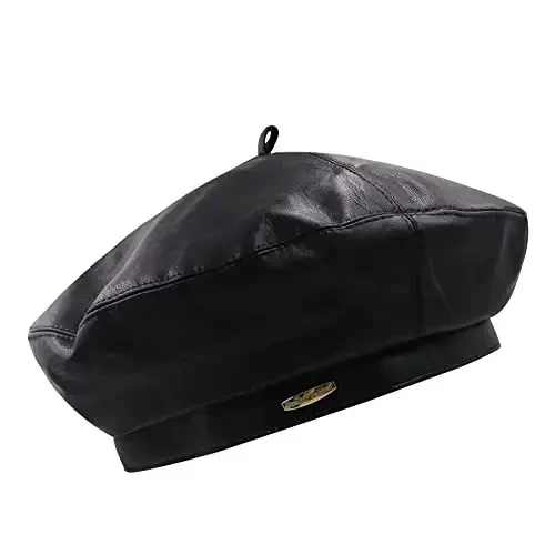 Ayollar klassik PU Teri Frantsuz Beret Shlyapa Retro Beanie Shlyapa Rassom Beret Qalpog'i Sozlanishi Rassom Qovoq Qalpog'i - 2