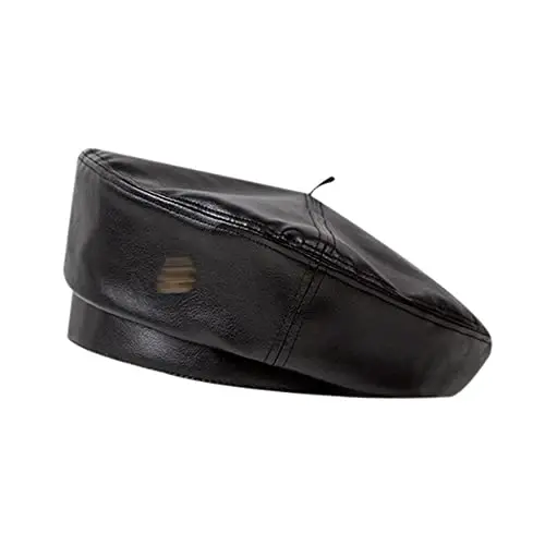 Ayollar klassik PU Teri Frantsuz Beret Shlyapa Retro Beanie Shlyapa Rassom Beret Qalpog'i Sozlanishi Rassom Qovoq Qalpog'i - 1