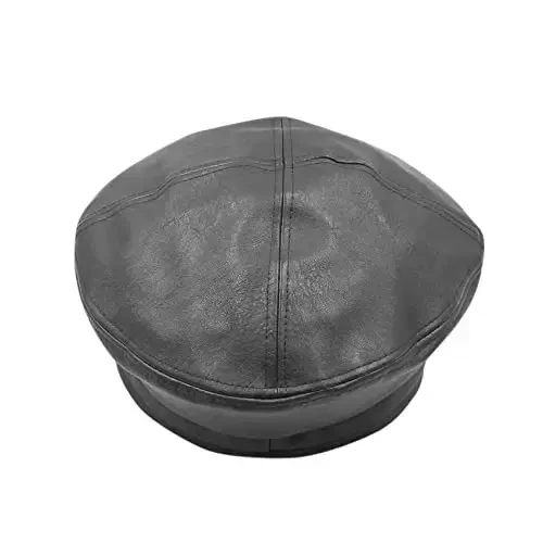Ayollar klassik PU teri Frantsuz beret shlyapasi Retro Beanie shlyapa Rassom beret kepi Sozlanishi mumkin bo'lgan rassom Qovoq kepi - 2