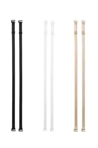 Ayollar ko'kragi uchun oq qora teri rangli 3 dona sozlanishi sirpanmaydigan yelka tasmasi - 1