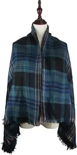 Ayollar kuz-qish sharfi Klassik popukli katakli tartan issiq yumshoq katta adyol ro'mol sharflar - 4