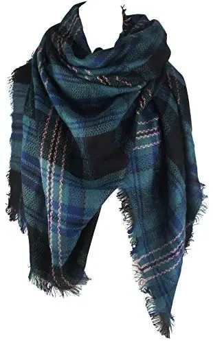Ayollar kuz-qish sharfi Klassik popukli katakli tartan issiq yumshoq katta adyol ro'mol sharflar - VIVIAN & VINCENT