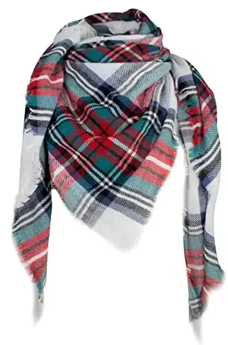 Ayollar kuz-qish sharfi Klassik tassel katakli tartan issiq yumshoq katta adyol o'rash ro'mol sharflar - 1