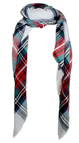 Ayollar kuz-qish sharfi Klassik tassel katakli tartan issiq yumshoq katta adyol o'rash ro'mol sharflar - 4