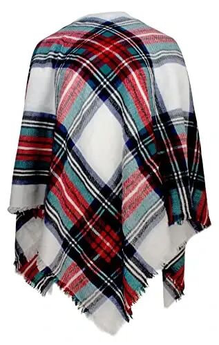 Ayollar kuz-qish sharfi Klassik tassel katakli tartan issiq yumshoq katta adyol o'rash ro'mol sharflar - 3