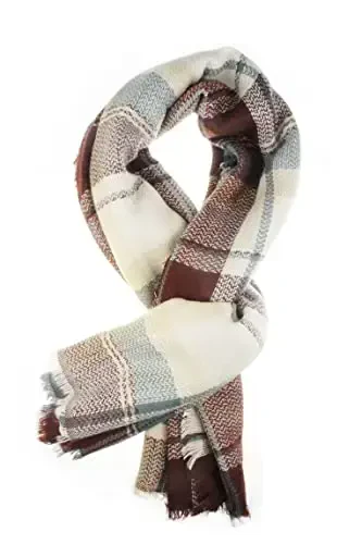 Ayollar Kuzgi Qishki Sharf Klassik Püsküllü Plaid Tartan Issiq Yumshoq Katta Adyol O'rash Shol Ro'mollar - 2