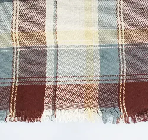 Ayollar Kuzgi Qishki Sharf Klassik Püsküllü Plaid Tartan Issiq Yumshoq Katta Adyol O'rash Shol Ro'mollar - 5