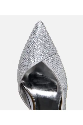 Ayollar Lame toshli orqasi ochiq stiletto - 4