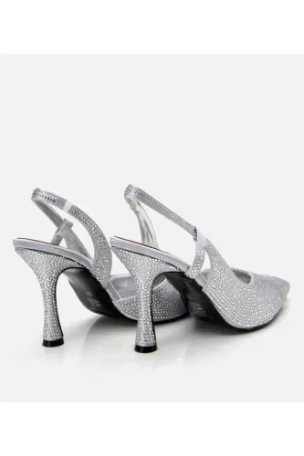 Ayollar Lame toshli orqasi ochiq stiletto - 6