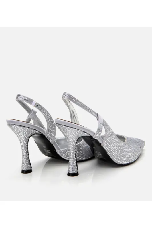 Ayollar Lame toshli orqasi ochiq stiletto - 6