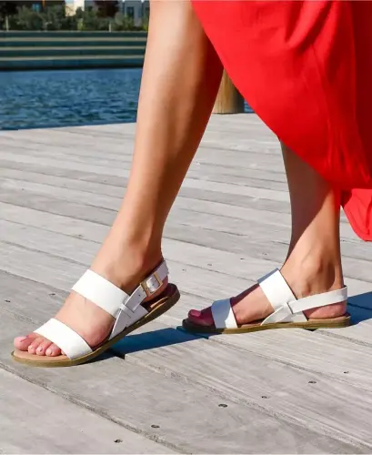 Ayollar Lavin qo'shaloq tasma tekis sandal - 8