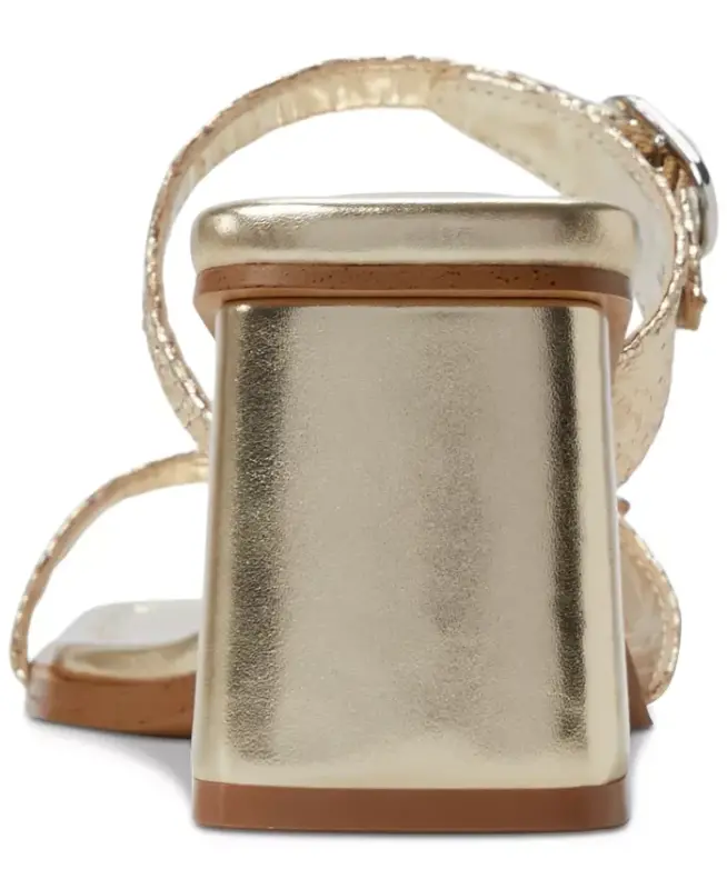 Ayollar Maymay Tokali Ikki Tasmali Kvadrat Poshnali Shlep-Sandal - Oltin Rafiyadan - 3