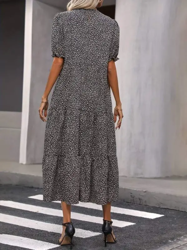 Ayollar Mini Leopard naqshli Midi uch qavatli ko'ylak - 2