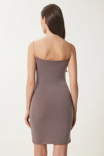 Ayollar Mink İp Askılı Jersi Mini Libos YK00021 - 6