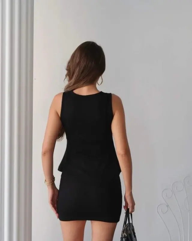 Ayollar Modal Mato Volanli Mini Yubka Kostyumi - 2