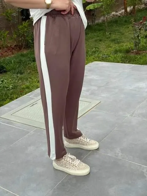 Ayollar Modal To'qimali Mato Yon chiziqli Kostyum - 5