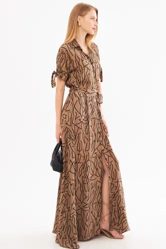 Ayollar norkali qo'li bog'lamali beli kamarli ko'ylak libos ARM-23Y001004-Norka - 9