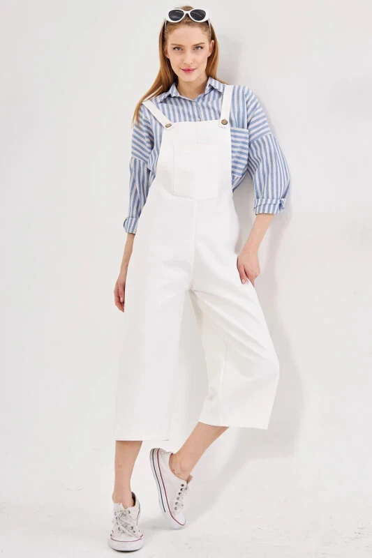 Ayollar oq bog'bon kombinezoni ARM-20K001117-Oq - armonika