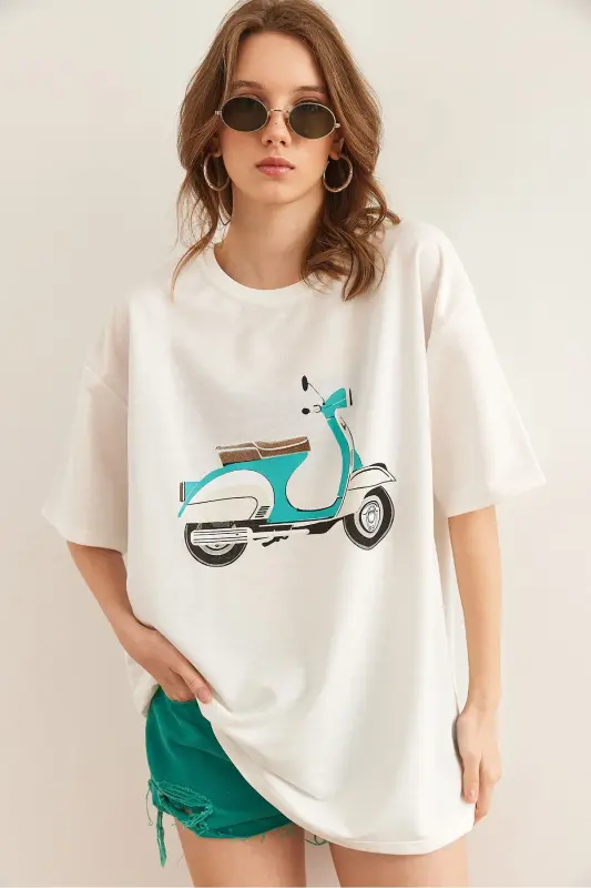 Ayollar Oq Mototsikl Bosma 2 Ip Qulay Qolip Ti - 2