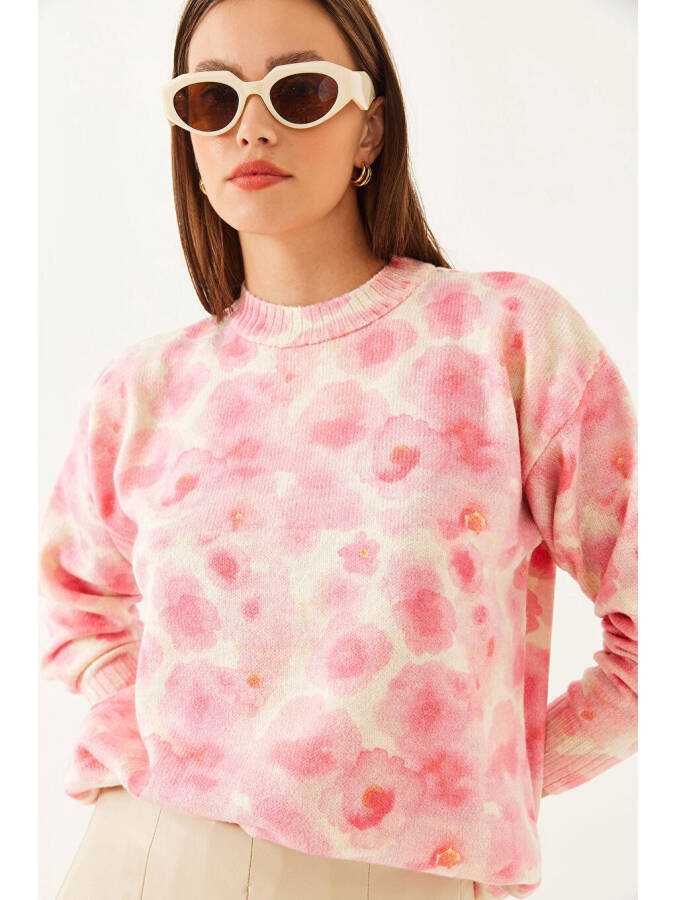 Ayollar Patchwork Triko Jumper - Bej - 2