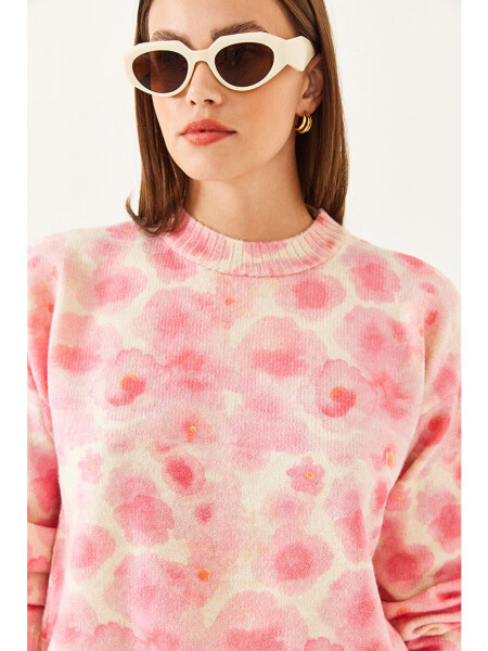 Ayollar Patchwork Triko Jumper - Bej - 3