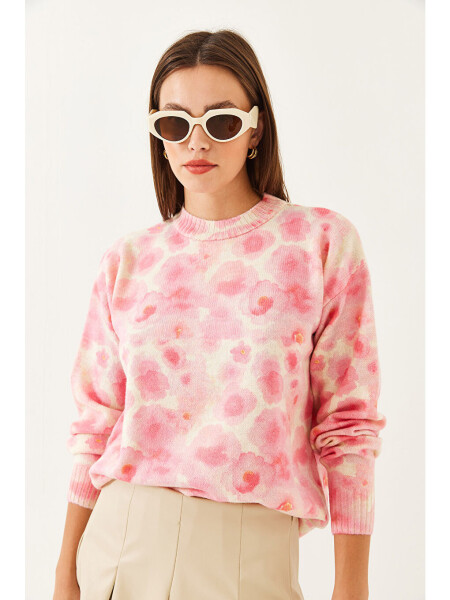 Ayollar Patchwork Triko Jumper - Bej - 6