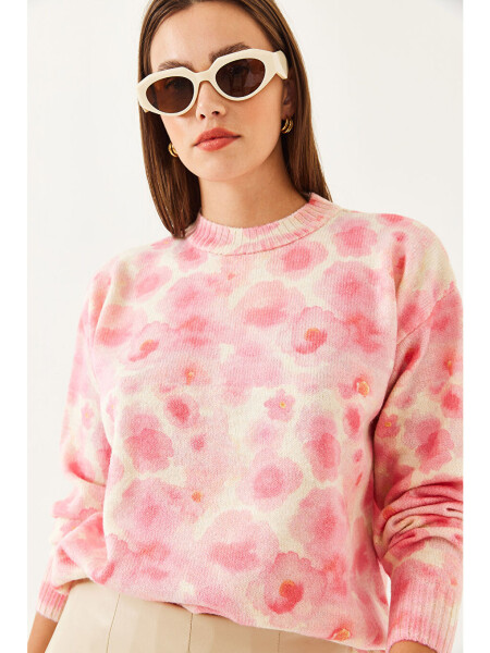 Ayollar Patchwork Triko Jumper - Bej - 7