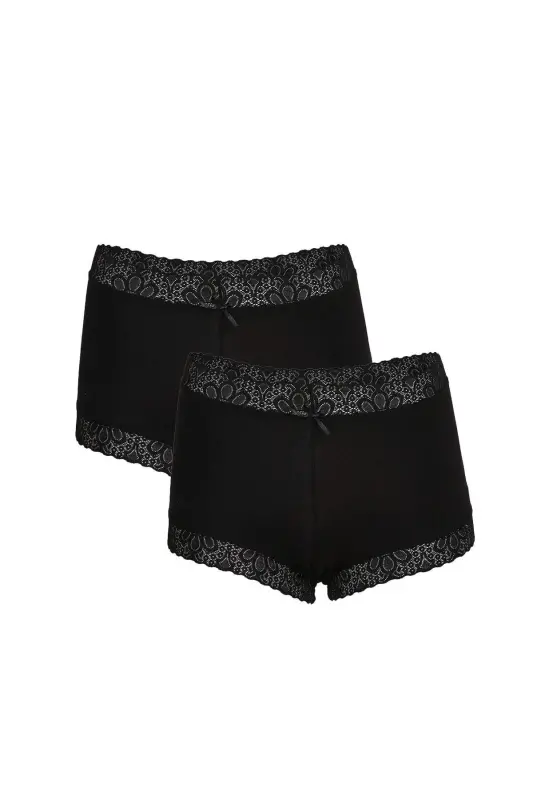 Ayollar paxta 2 dona bokser qora 40265 - 1