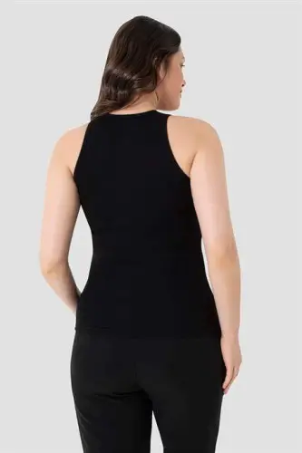 Ayollar paxtali fitilli ko'rinishli halter yaka qora oq kulrang atlet 3 donalik to'plam - 28