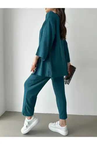 Ayollar Petrol Yashil Kimono Shim Trikotaj Kostyumi - Petrol Yashil - 4