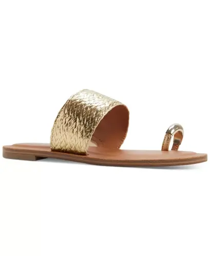 Ayollar Plyaj Barmoq ilgagi Yassi Sandallar - Oltin - 2