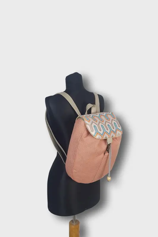 Ayollar Pushti Geometrik Qo'lda Yasalgan Ryukzak - PushtiGeometrik - 2