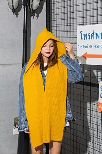 Ayollar Qish 3 in 1 Kaputli Shlyapa Sharf O'rash Shol To'qilgan Pulover Bo'yinbog' - 3