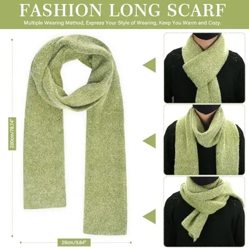 Ayollar qishki iliq trikotaj shapka sensorli ekranli qo'lqoplar uzun bo'yin sharf to'plami jun bilan qoplangan bosh suyagi qopqoqlari ayollar uchun sovg'alar - 5