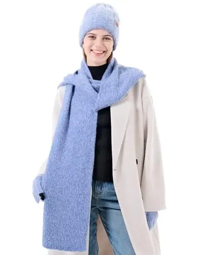 Ayollar Qishki Issiq Trikotaj Shapka Sensorli Ekranli Qo'lqoplar Uzun Bo'yin Sharf Fleece Astarlı Bosh Suyagi Qopqoqlari Ayollar uchun Sovg'alar - 5