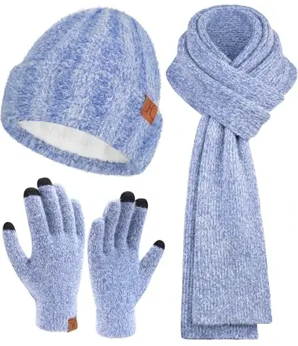 Ayollar Qishki Issiq Trikotaj Shapka Sensorli Ekranli Qo'lqoplar Uzun Bo'yin Sharf Fleece Astarlı Bosh Suyagi Qopqoqlari Ayollar uchun Sovg'alar - WOMENS