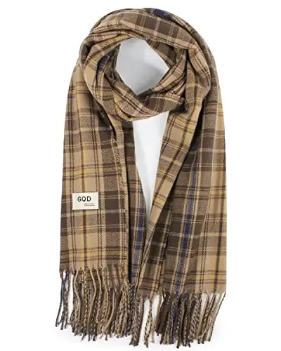 Ayollar qishki sharfi Katta issiq ro'mol Klassik tassel Plaid Katta hajmli sharflar Qalin o'ralgan - 1