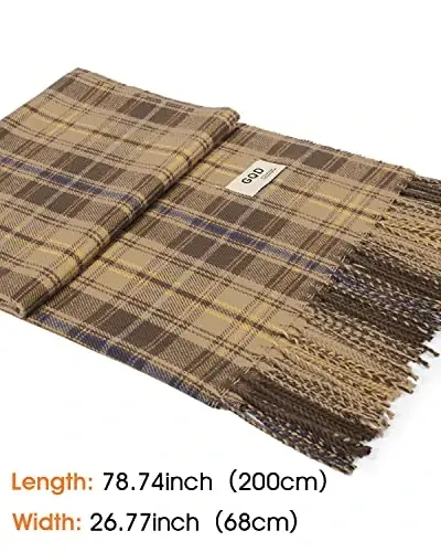 Ayollar qishki sharfi Katta issiq ro'mol Klassik tassel Plaid Katta hajmli sharflar Qalin o'ralgan - 3