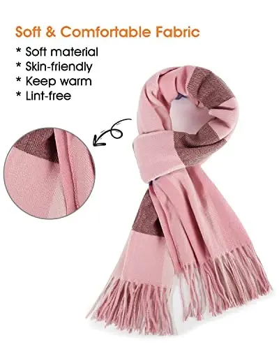Ayollar qishki sharfi Katta issiq ro'mol Klassik tassel plaid katta hajmli sharflar qalin o'ramlar - WOMEN'S (1)
