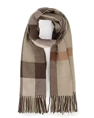 Ayollar qishki sharfi Katta issiq ro'mol Klassik tassel plaid katta hajmli sharflar qalin o'ramlar - 1