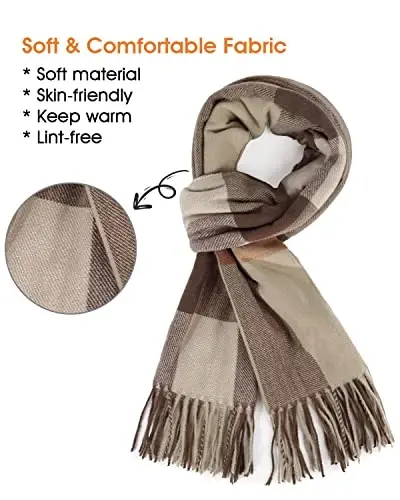 Ayollar qishki sharfi Katta issiq ro'mol Klassik tassel plaid katta hajmli sharflar qalin o'ramlar - WOMEN'S (1)