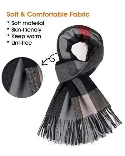 Ayollar qishki sharfi Katta issiq ro'mol Klassik tassel plaid katta hajmli sharflar Qalin o'rashlar - 2