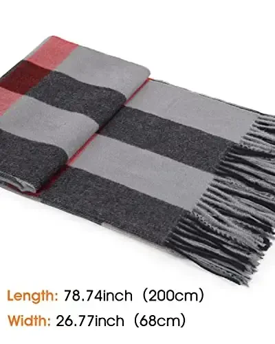 Ayollar qishki sharfi Katta issiq ro'mol Klassik tassel plaid katta hajmli sharflar Qalin o'rashlar - 3